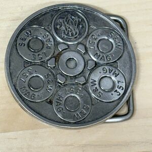 WH09111 COOL VINTAGE 1980 **SMITH & WESSON 357 MAG** PISTOL GUN MENS BELT BUCKLE